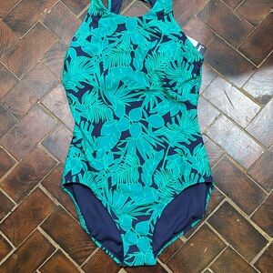 Lands End Women’s size S Emerald Navy high neck UPF 50